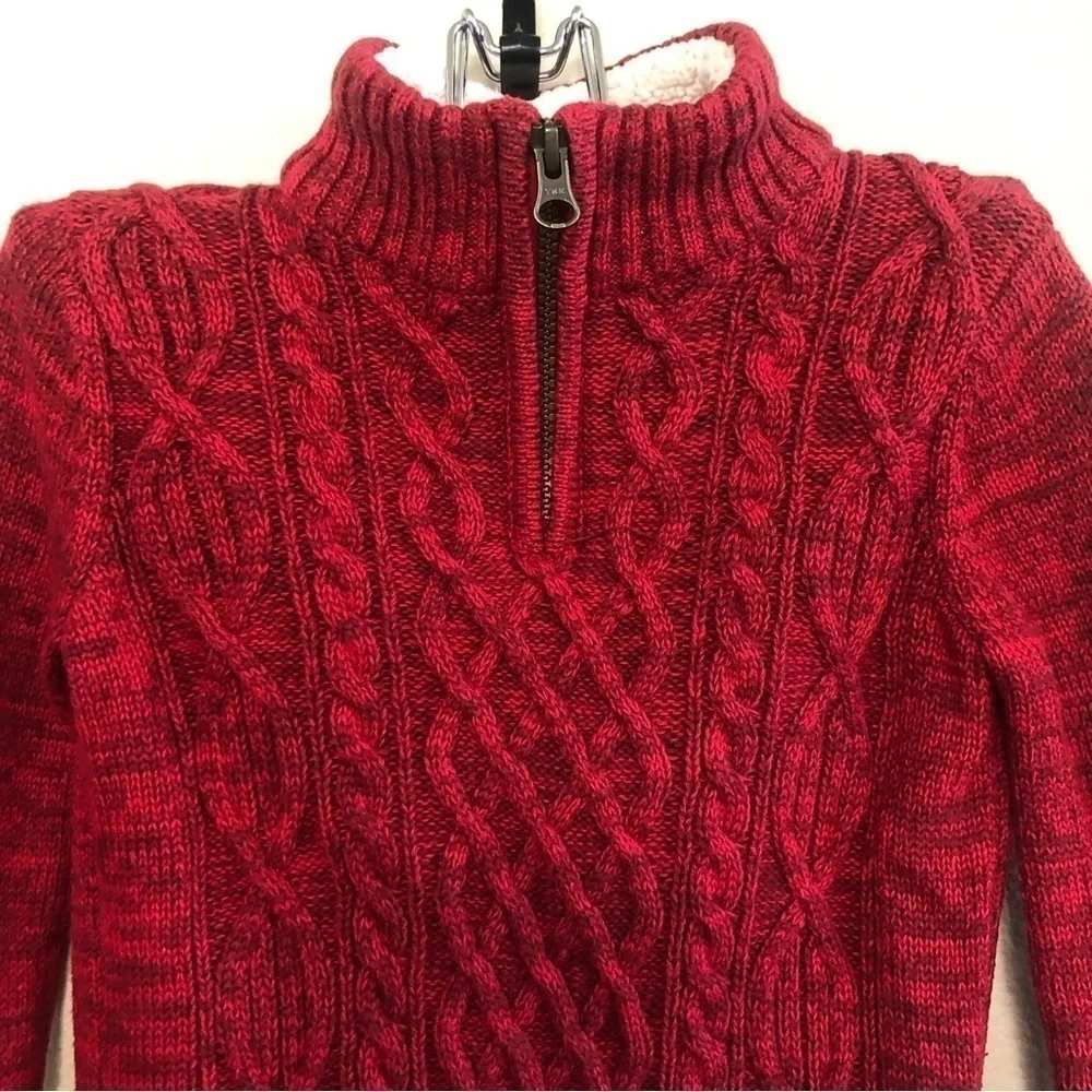 Lands' End Boys Cable Zipper Mock Neck Sweater Size S